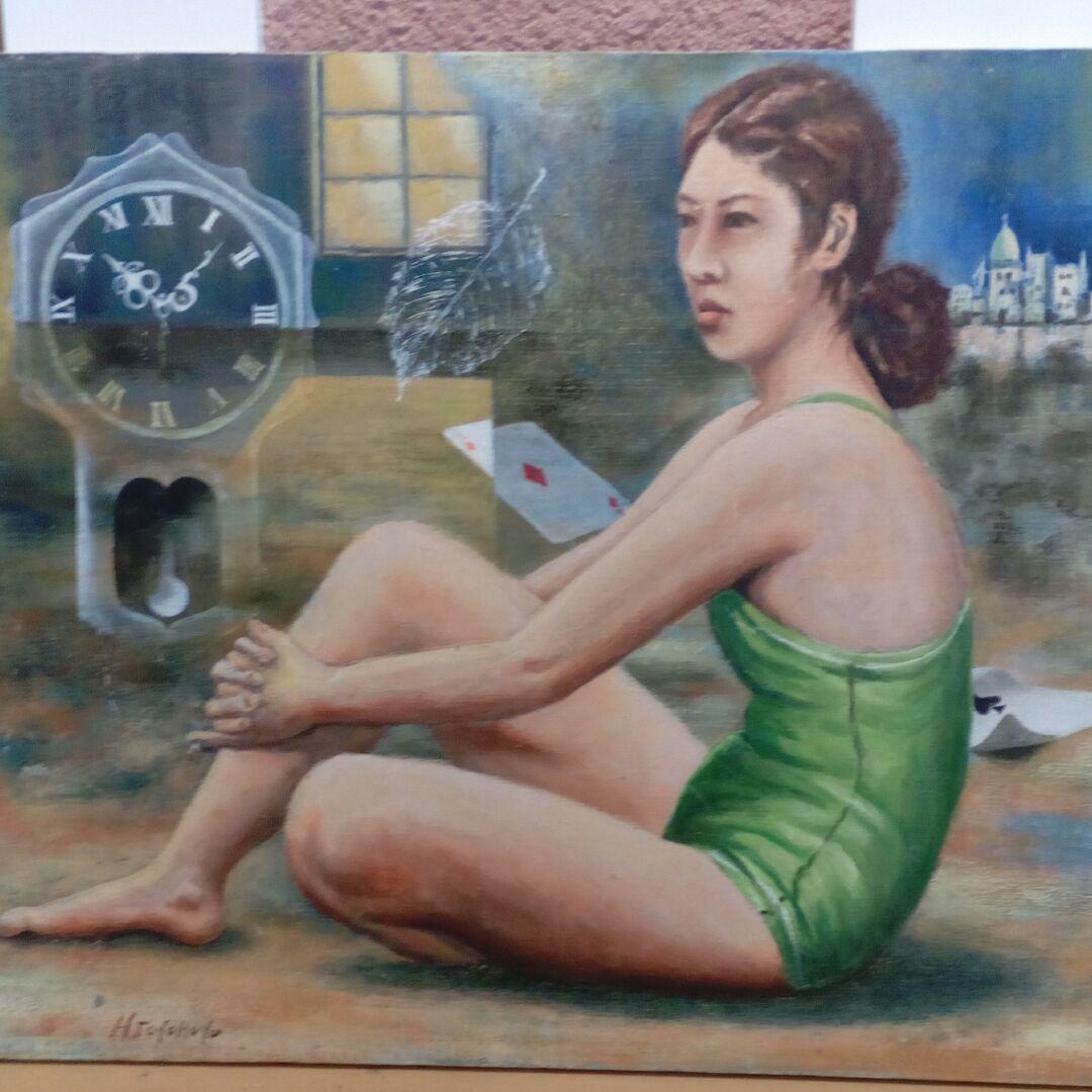 四国土佐地方旧家所蔵７２.５✕６０センチサイズ昭和時代卓越した技量油絵当時物