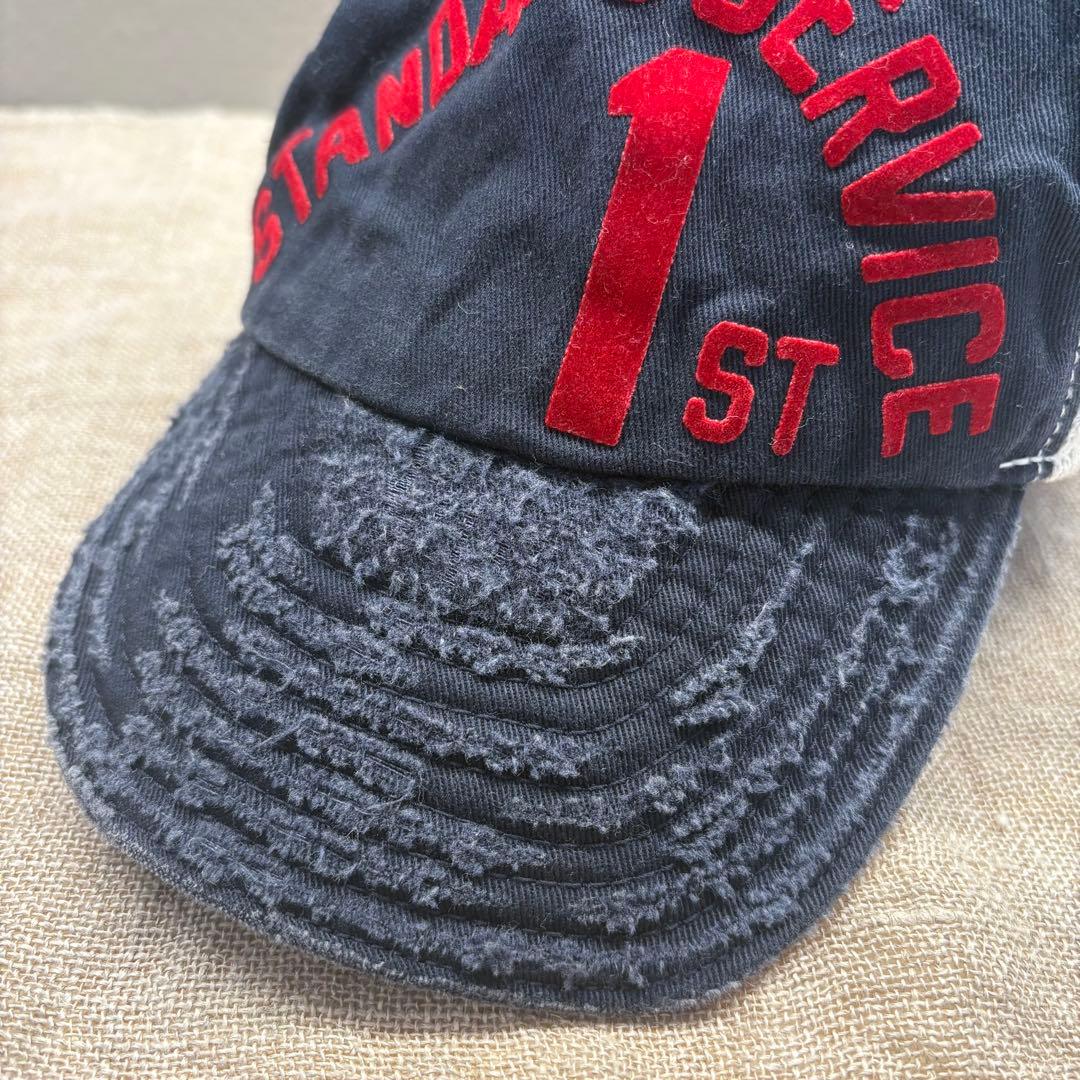 デニム&ダンガリー　落書き柄　ダメージ加工メッシュキャップ　サイズ48