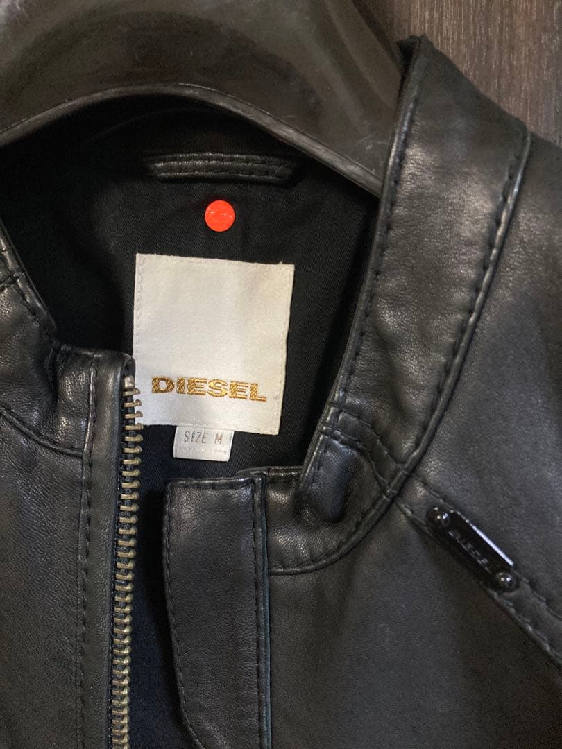 DIESEL ブラックレザーシングルライダース M