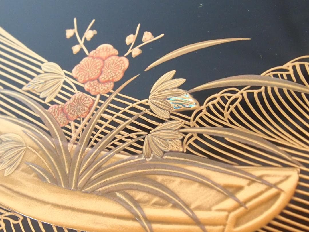 【高級・未使用】輪島塗 わじま慶塚 花舟蒔絵 文庫 小物入れ/レターケース/文箱