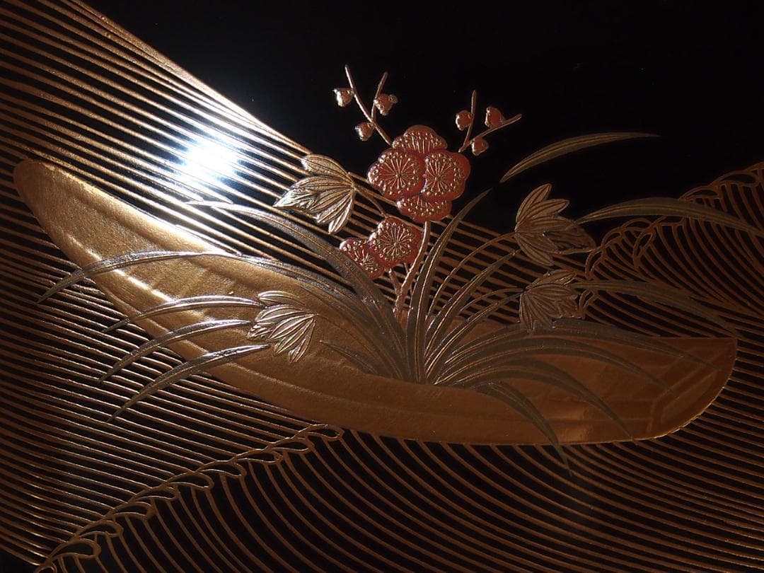 【高級・未使用】輪島塗 わじま慶塚 花舟蒔絵 文庫 小物入れ/レターケース/文箱