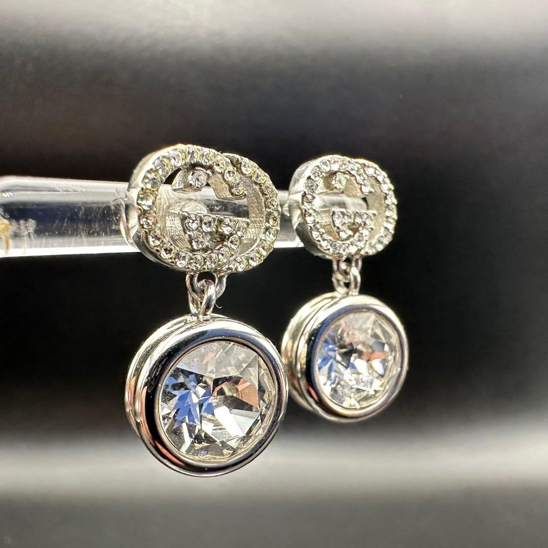 美品✨　GUCCI　グッチ　ピアス　クリスタル　インターロッキング　1571
