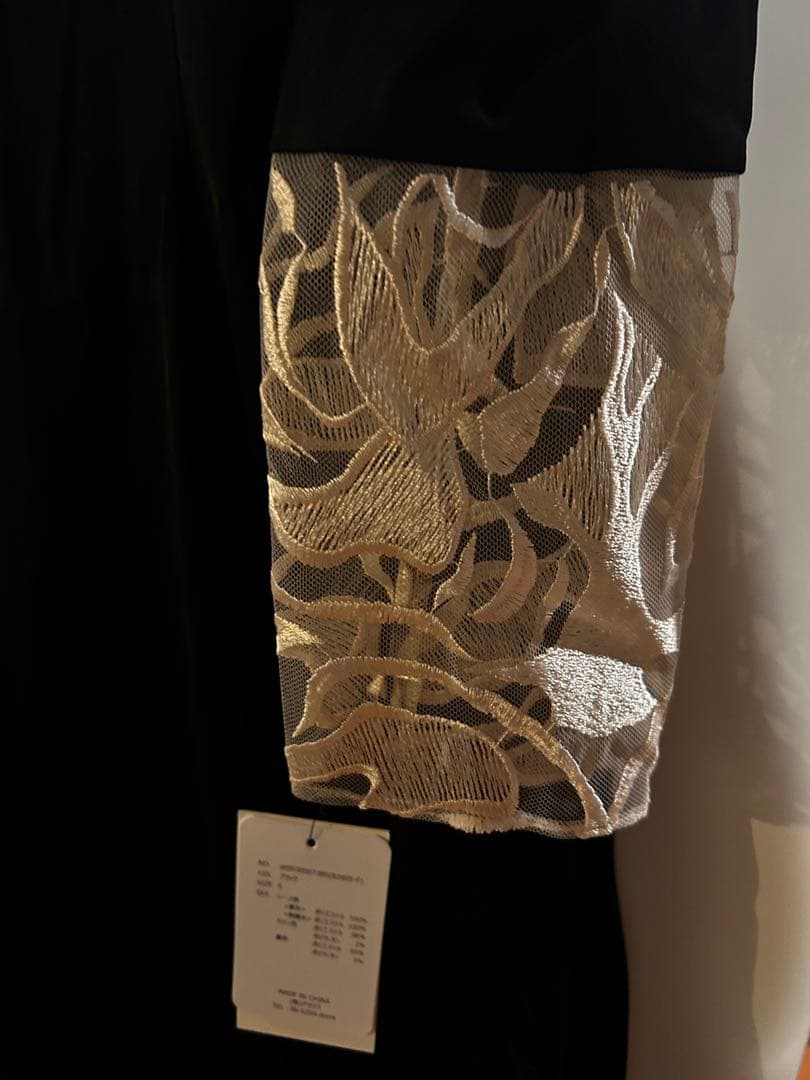 [未使用]etoll. エトル バック刺繍フレアドレス Sサイズ