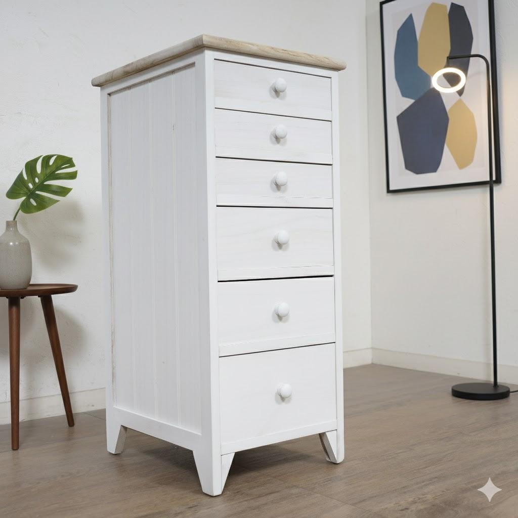 すずみ　シャビー仕上げ　アンティーク調　6段チェスト　完成品！