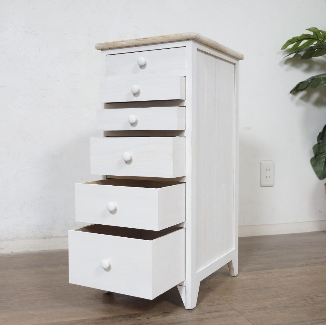 すずみ　シャビー仕上げ　アンティーク調　6段チェスト　完成品！