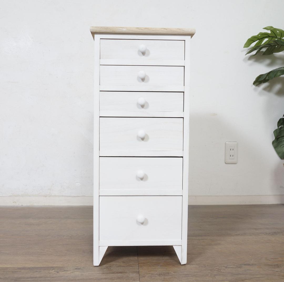 すずみ　シャビー仕上げ　アンティーク調　6段チェスト　完成品！