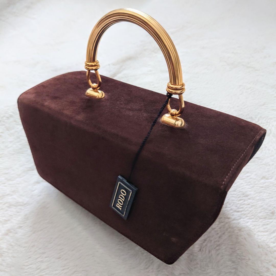 高級 希少モデル イタリア製 RODO 2way バッグ ゴールド スエード