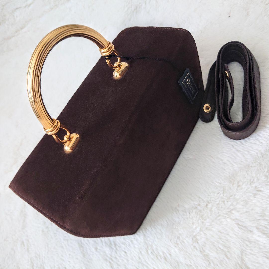 高級 希少モデル イタリア製 RODO 2way バッグ ゴールド スエード