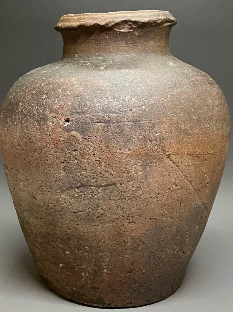 桂又三郎織　古伊賀　銭瓶壺　桃山時代　Z503