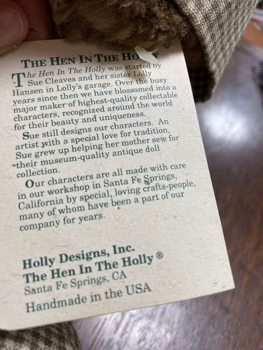 The Hen in the holly テディベア　アメリカンカントリードール