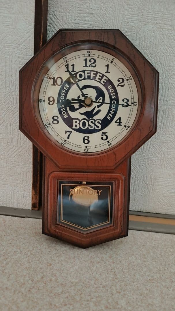 SUNTORY BOSS 振り子時計 壁掛空缶シガレットケース レトロ2セット