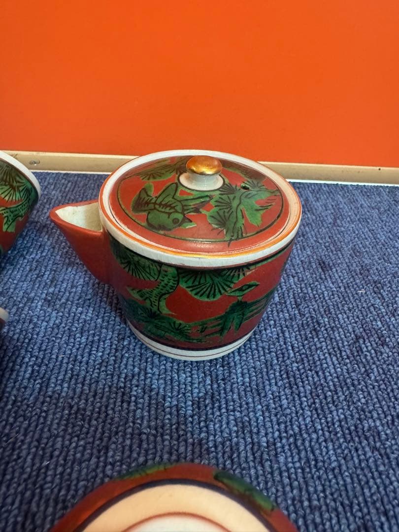 1899 九谷焼 木米 茶器セット　宝瓶1客　湯冷し1客　湯呑5客　未使用