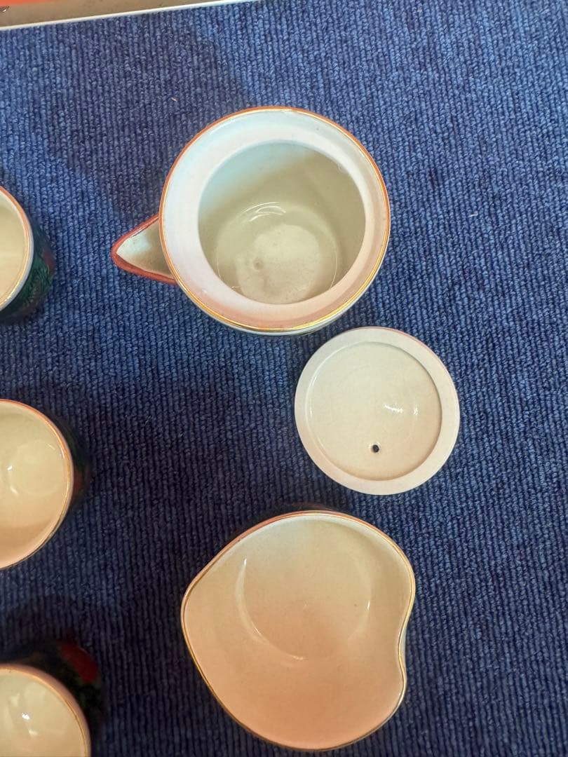 1899 九谷焼 木米 茶器セット　宝瓶1客　湯冷し1客　湯呑5客　未使用