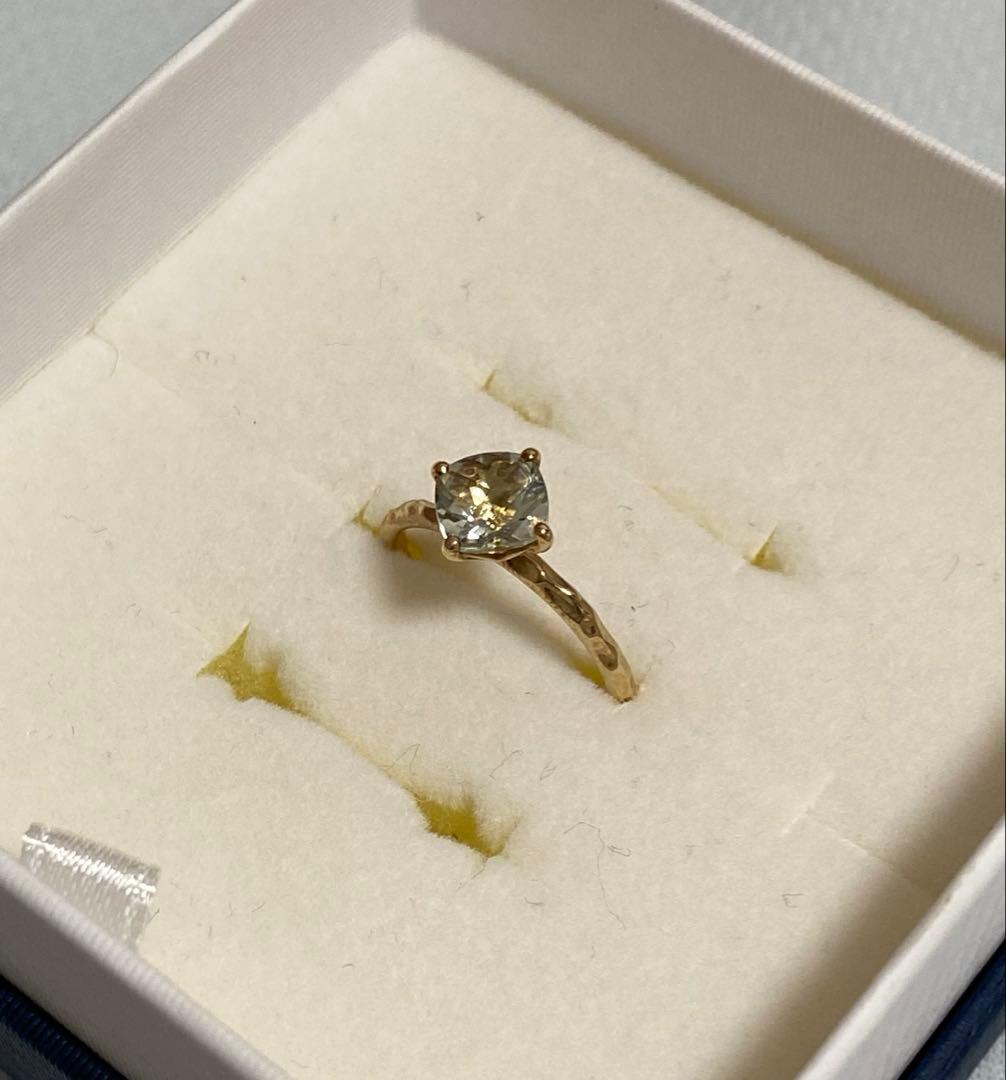 ☆極美品☆ジュエリーツツミ グリーンアメジストリング YG K10 8号