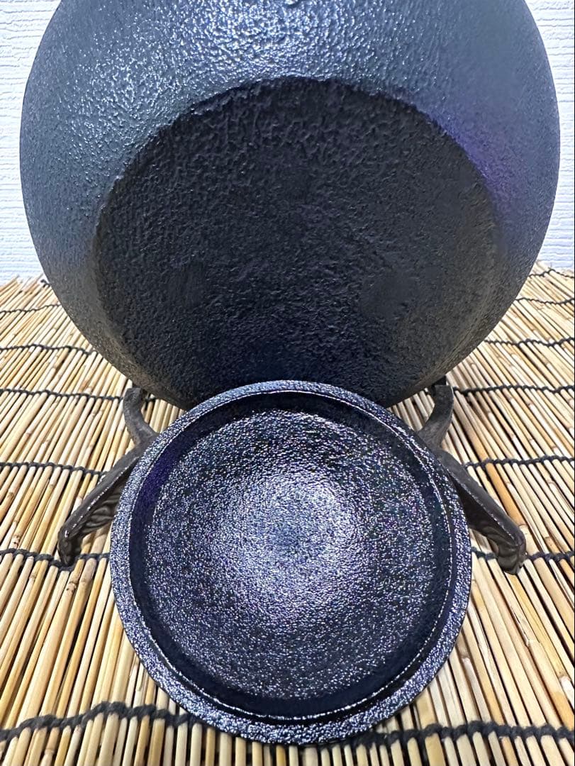 未使用品、供箱、栞付　南部宝星堂造　１８型アラレ　南部鉄瓶　南部鉄器　調理器具