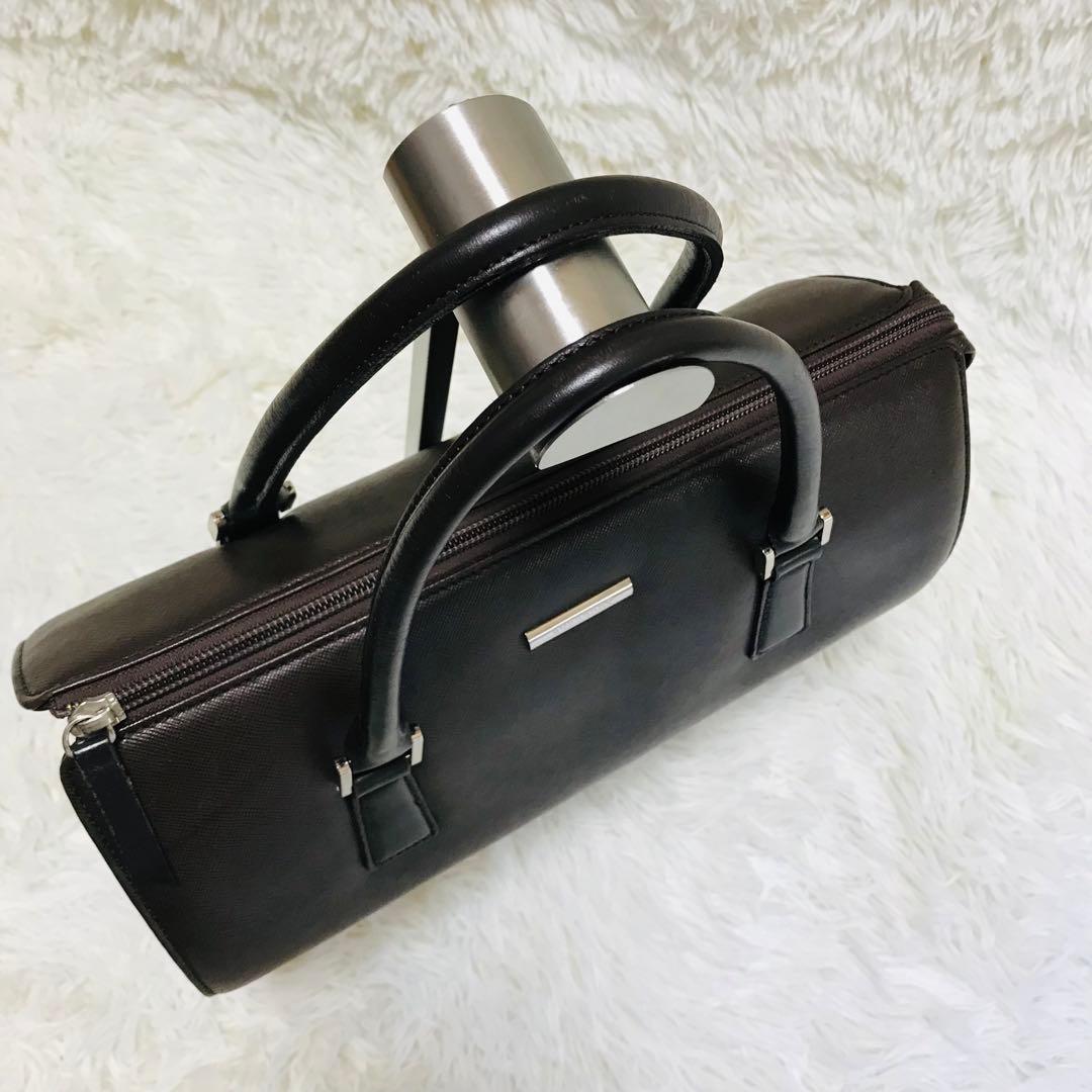 【極美品】バーバリー ハンドバッグ トロゴプレート ノバチェック 筒型 横長