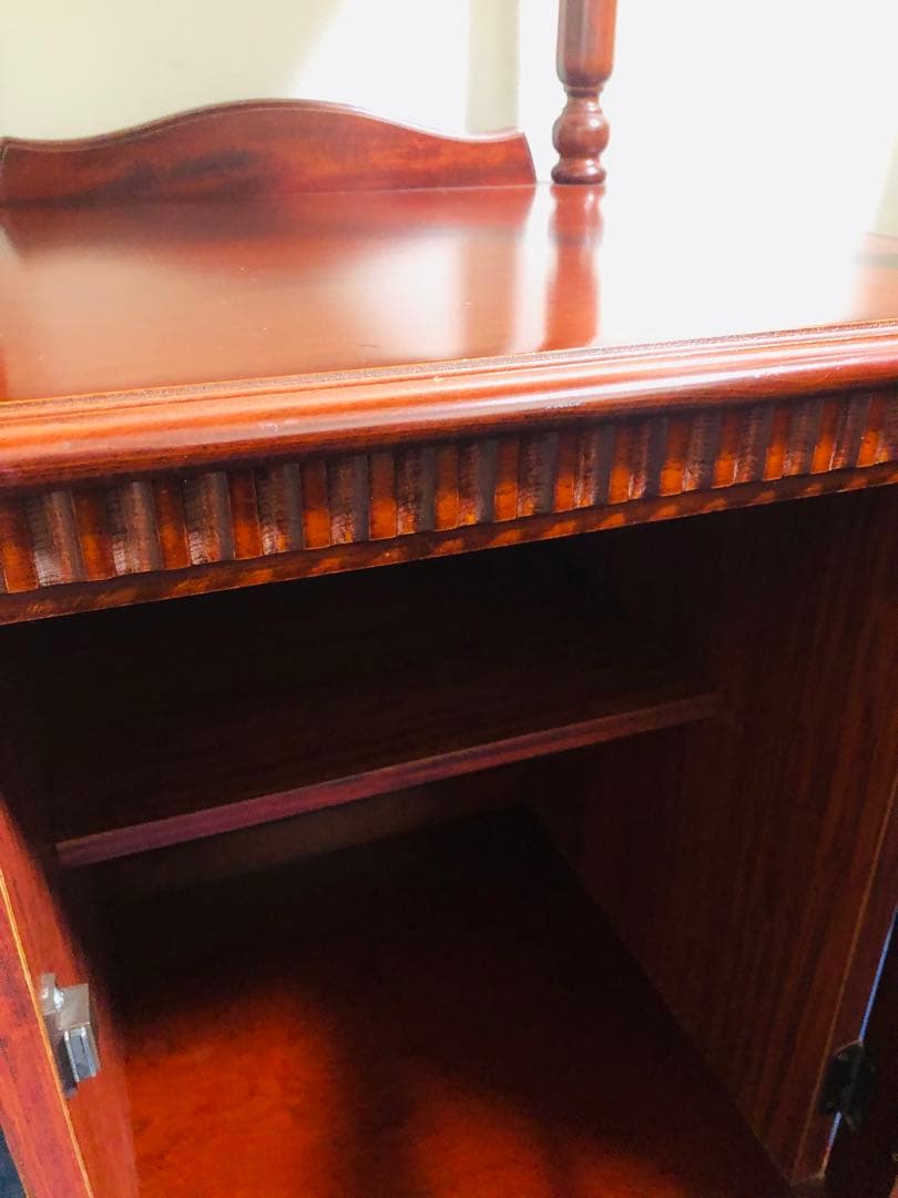 四国工芸　木製電話台・ファックス台 2段式 ブラウン