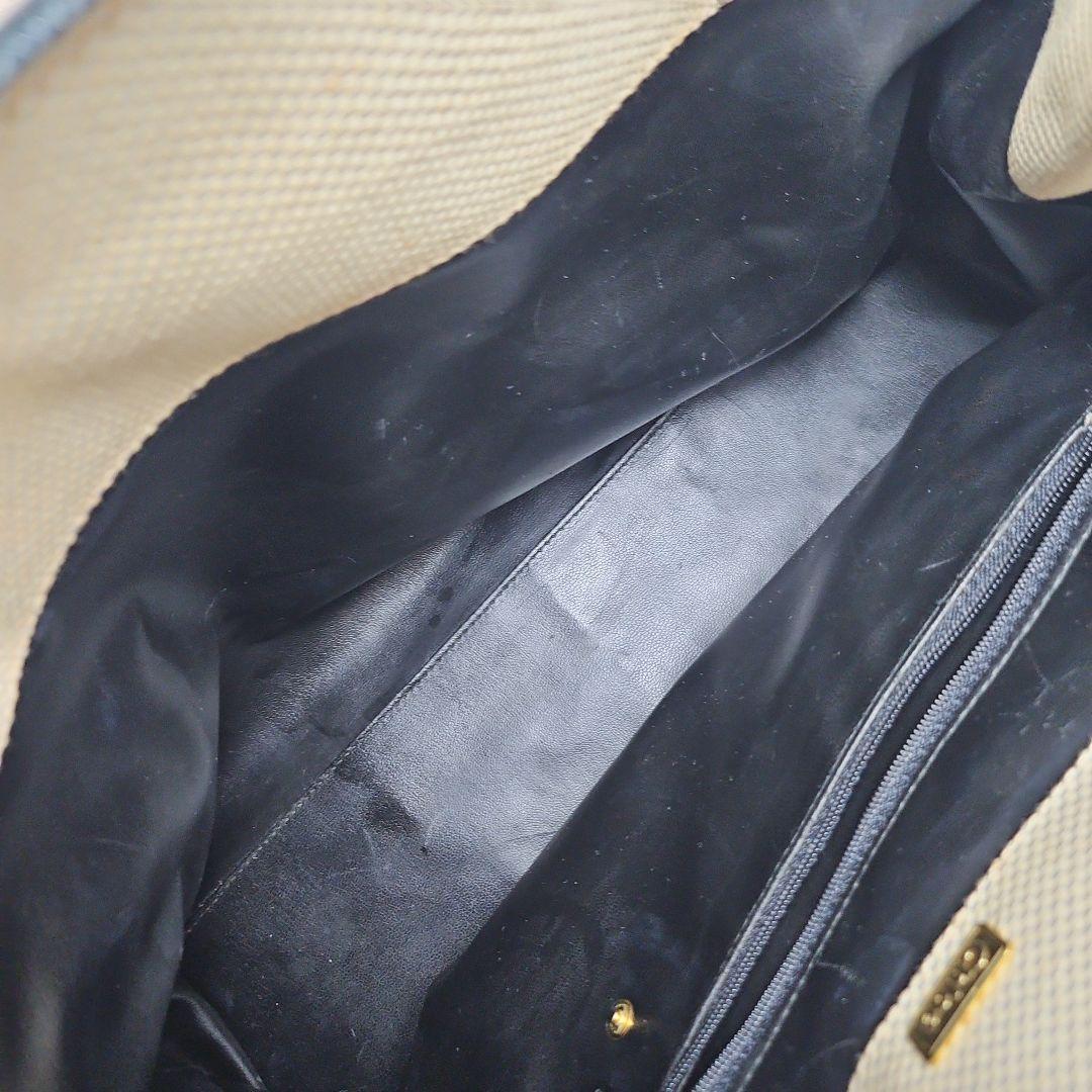 Chloe キャンバス レザー ハンドバッグ ブラック&ベージュ トートバッグ