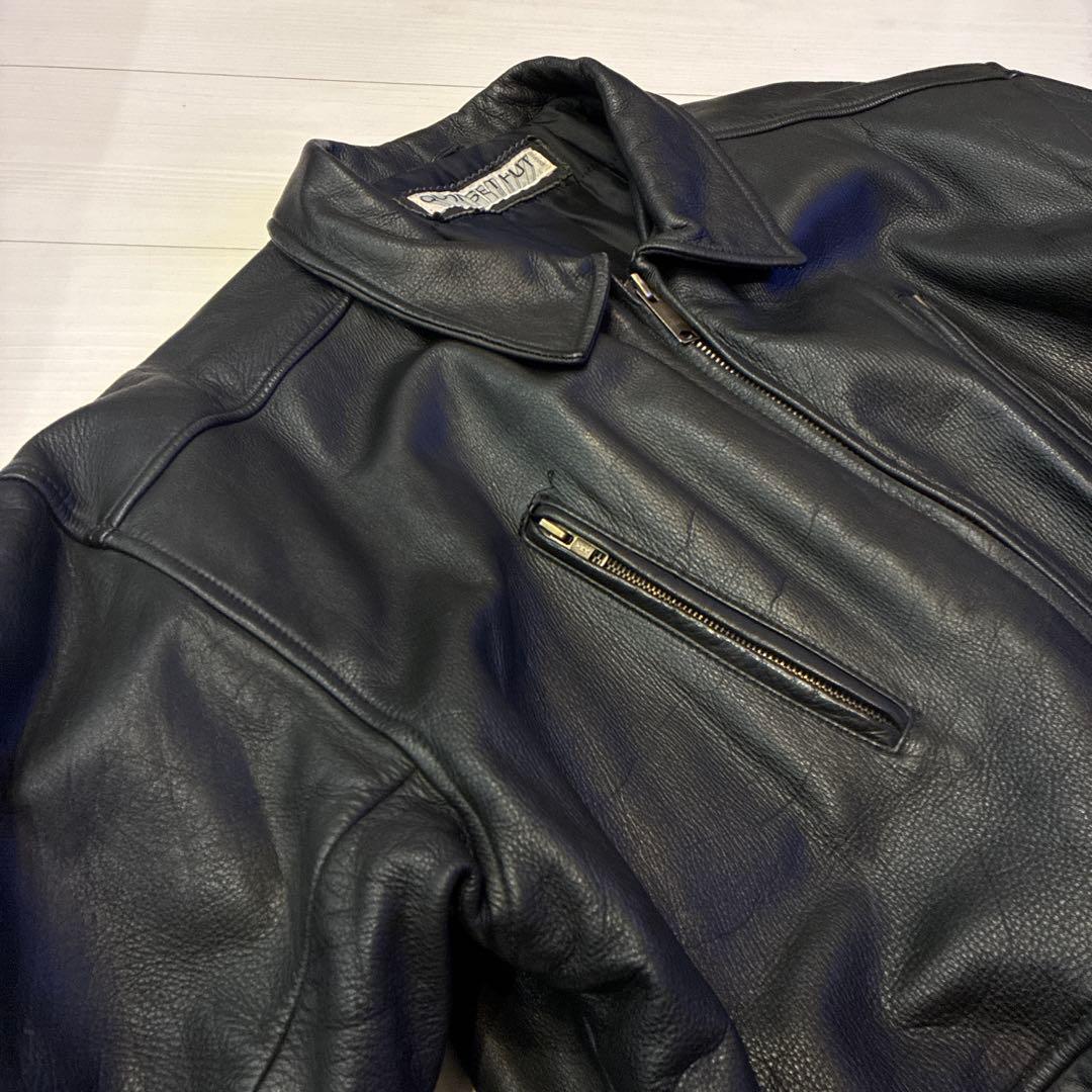 美品 ヴィンテージ レザーハンティングジャケット 本革 牛革 厚手 テック