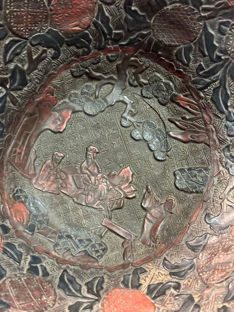 明時代堆朱茶碗 漆雕刻盃 堆朱漆刻 中國古美術 高 11cm