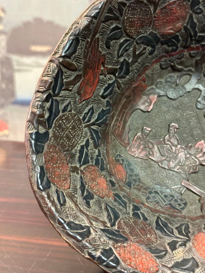 明時代堆朱茶碗 漆雕刻盃 堆朱漆刻 中國古美術 高 11cm