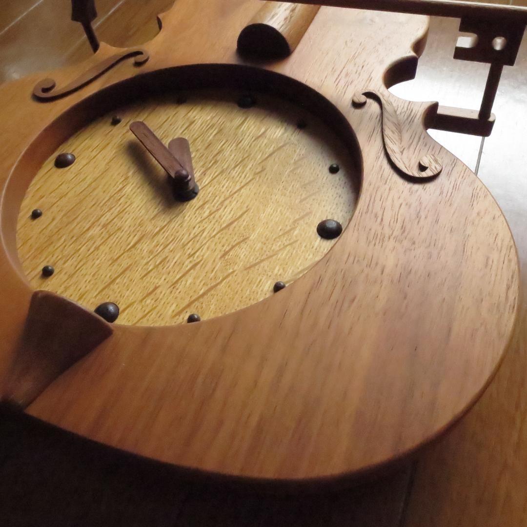 バイオリン型 木製振り子時計 掛け時計