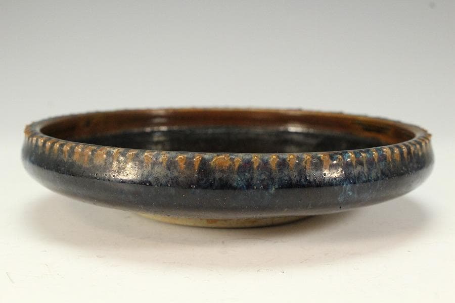 中国美術 黒釉 盤 φ15cm(K-LC189)