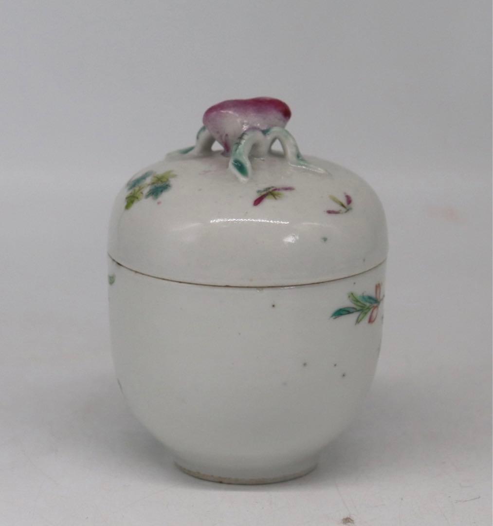 中国　粉彩　花鳥紋茶入　洪憲年製　送料込み0930