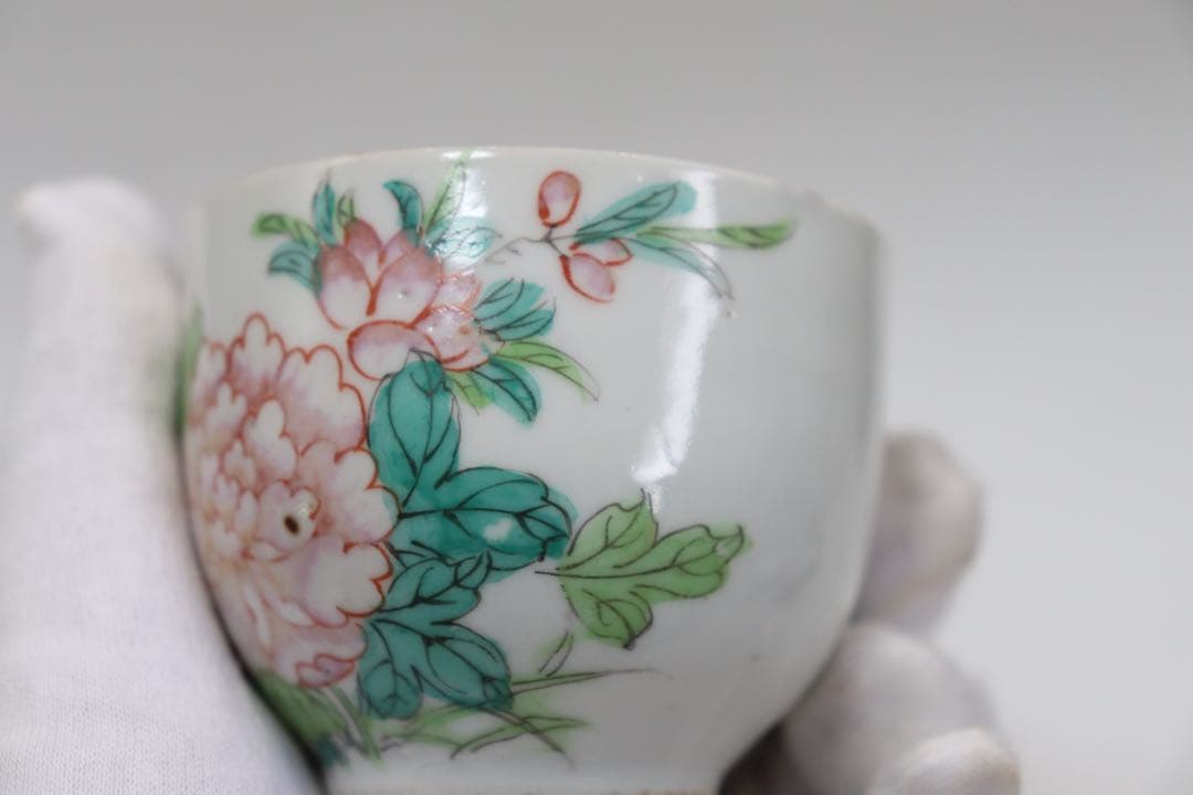 中国　粉彩　花鳥紋茶入　洪憲年製　送料込み0930