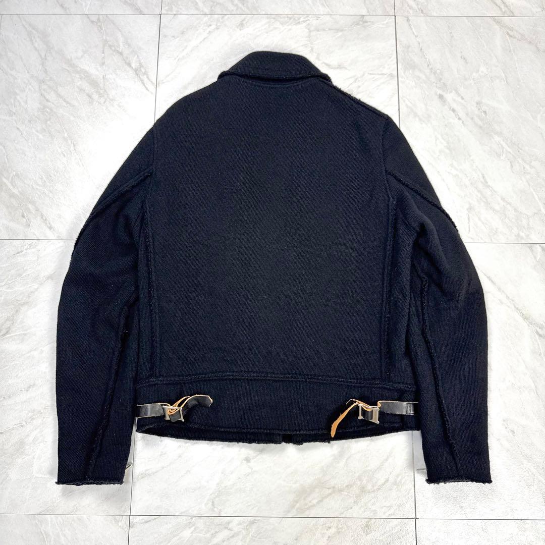 ジュンヤワタナベ コムデギャルソン ルイスレザー 縮絨 ニット ライダース M