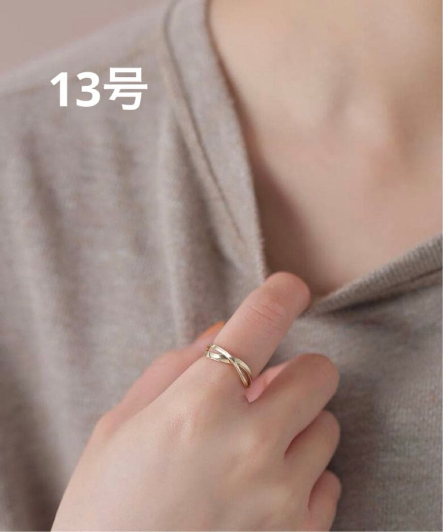 Lilas 2ラインツイストモチーフリング K10 ゴールド　13号