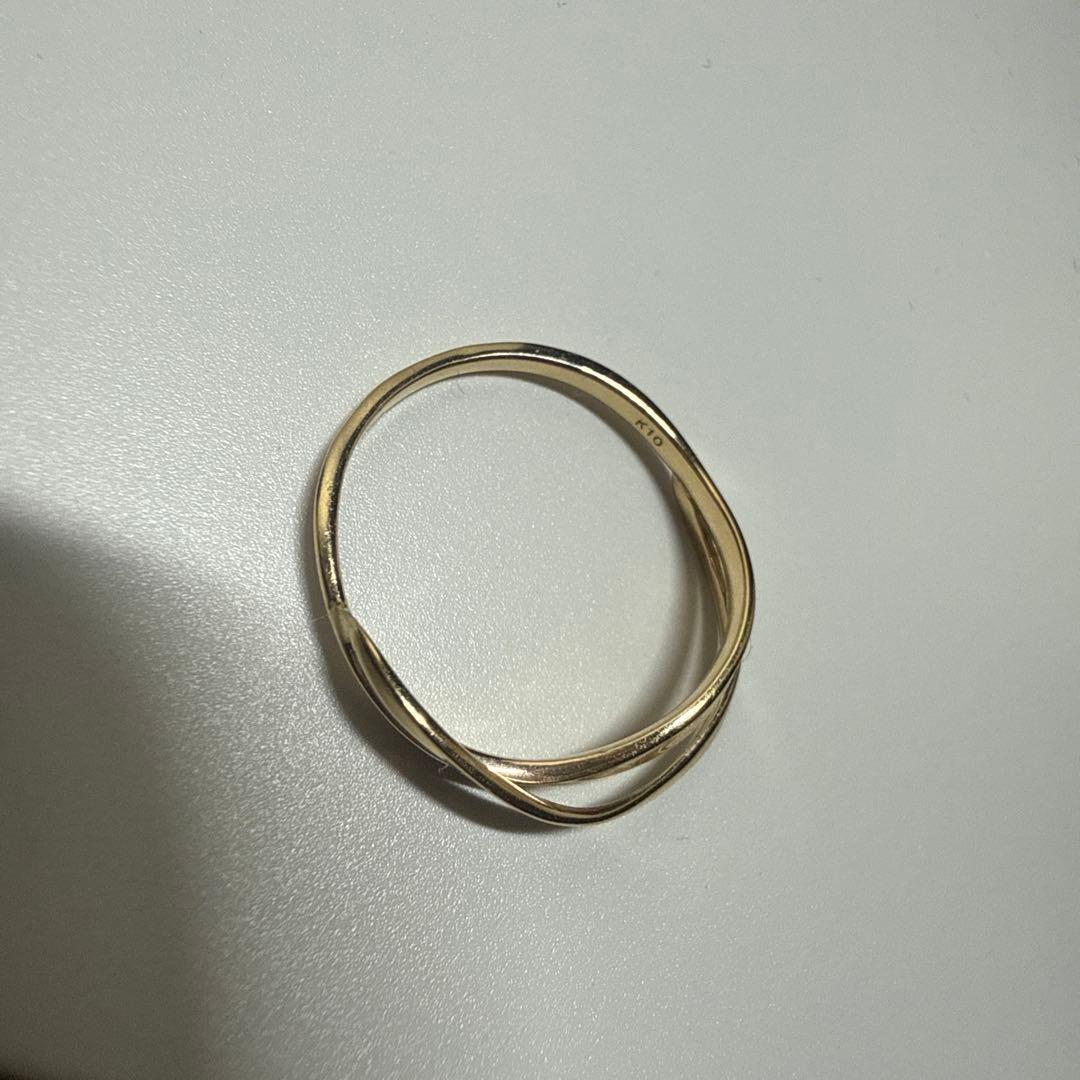 Lilas 2ラインツイストモチーフリング K10 ゴールド　13号