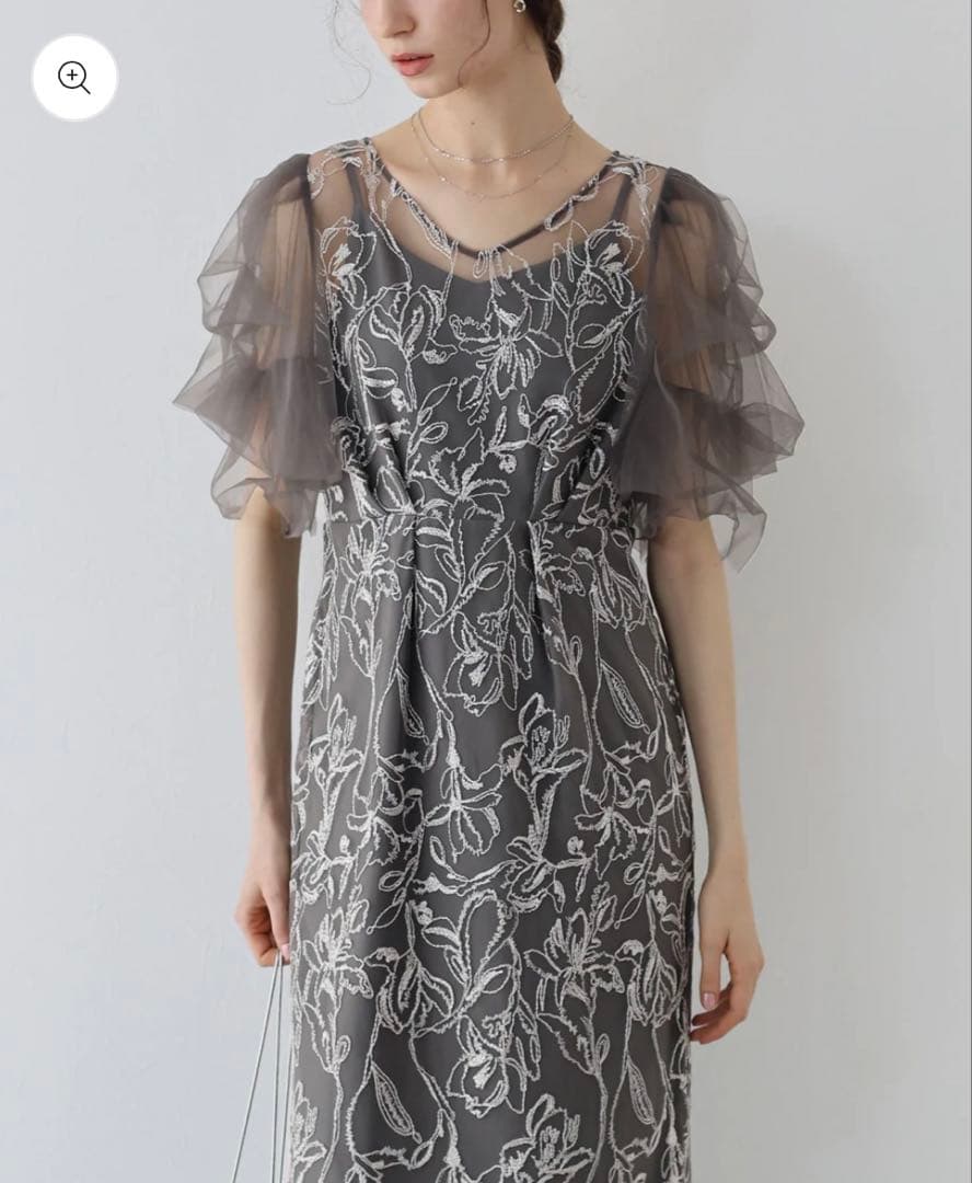 LE'RURE リルアー Iライン刺繍ドレス