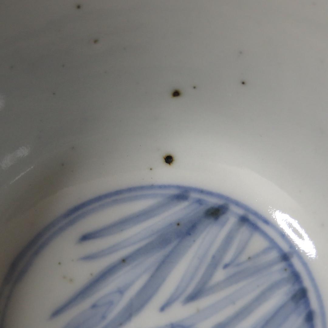 蕎麦猪口 向付 5客 色絵付 馬 あやめ 希少図柄 赤絵 歪み 江戸