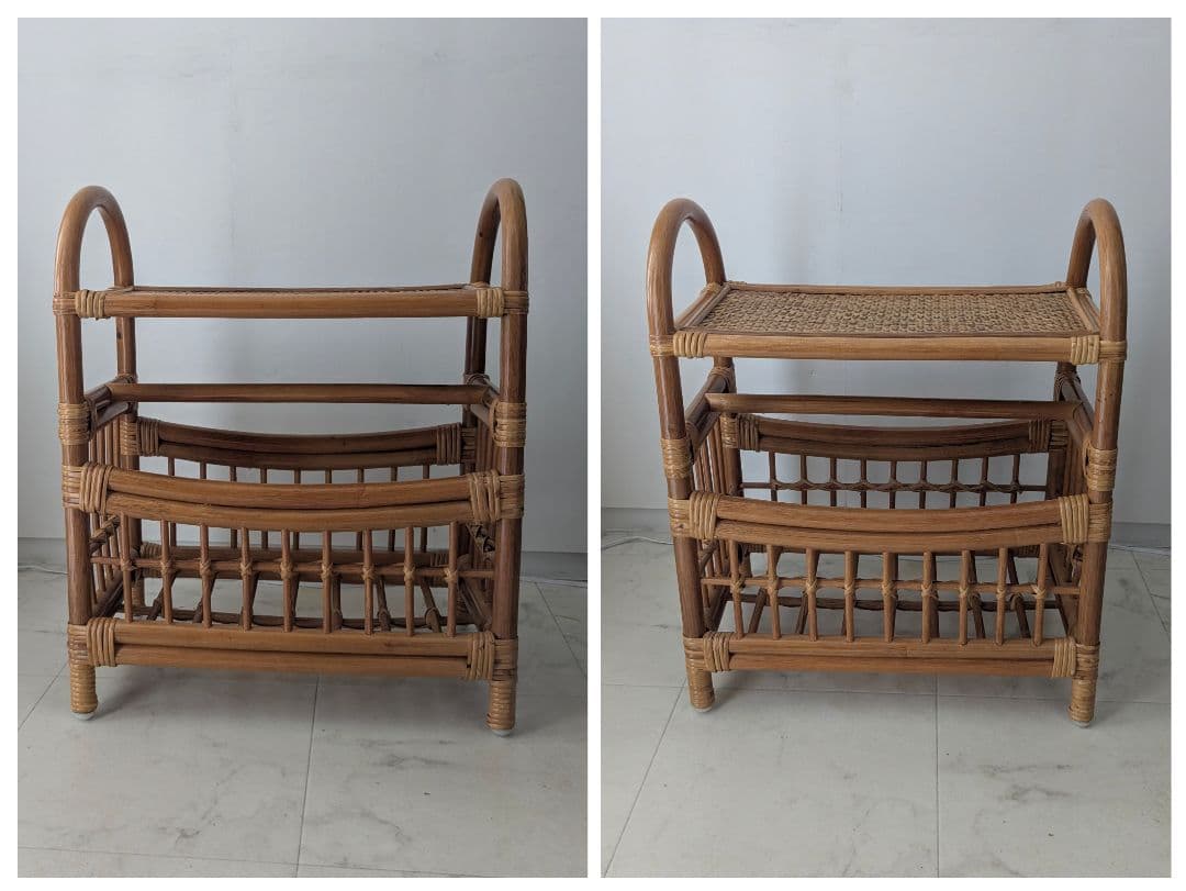 ラタン製 ラック サイド ボード チェスト マガジンラック 藤 ヴィンテージ
