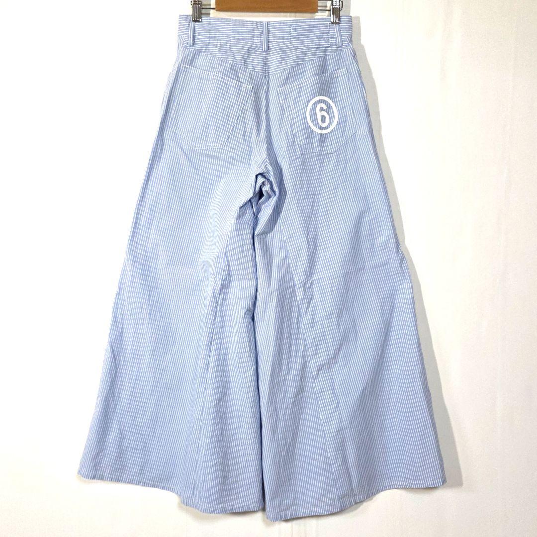 MM6メゾンマルジェラ【36】フレアパンツ 水色 キュロットストライプ　夏