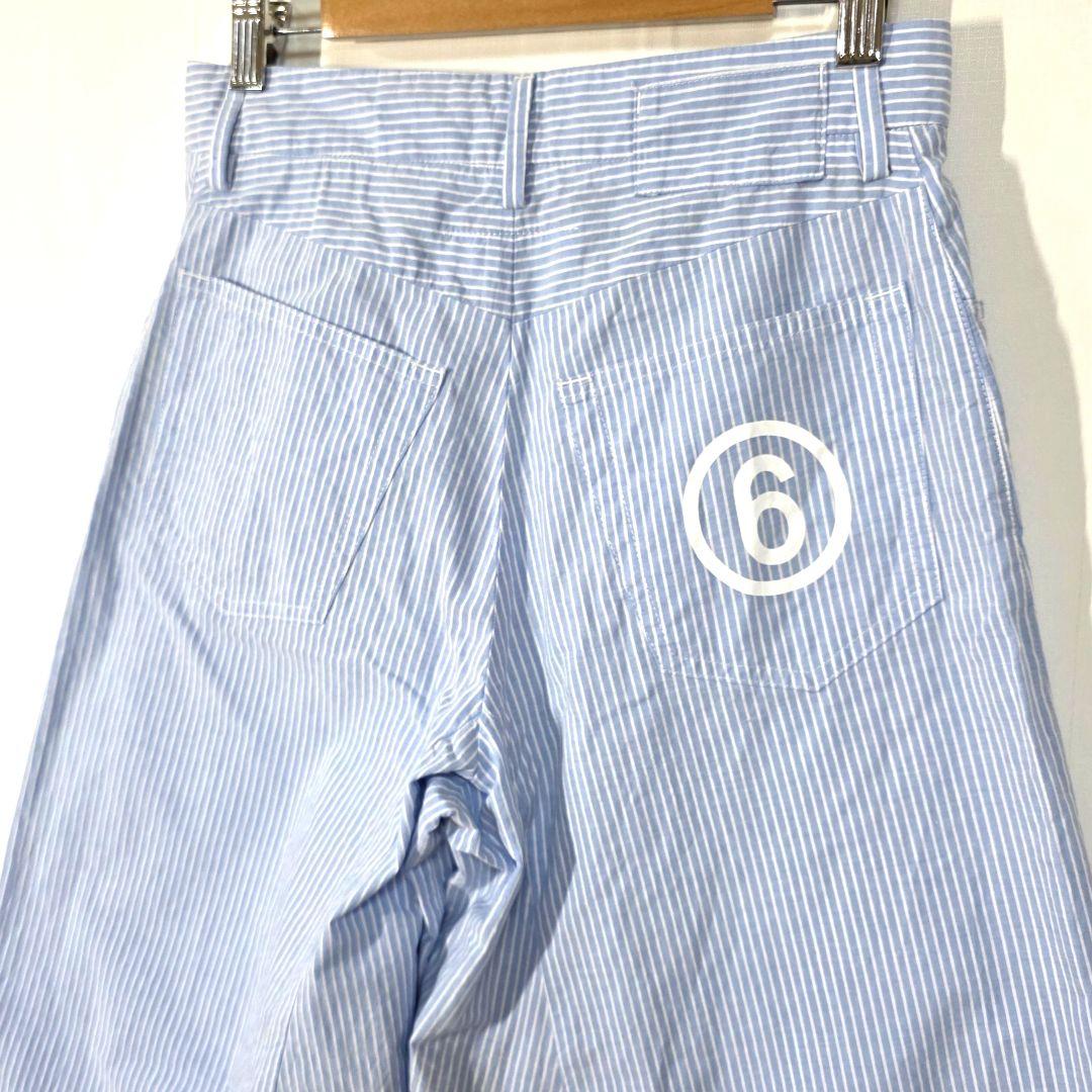 MM6メゾンマルジェラ【36】フレアパンツ 水色 キュロットストライプ　夏