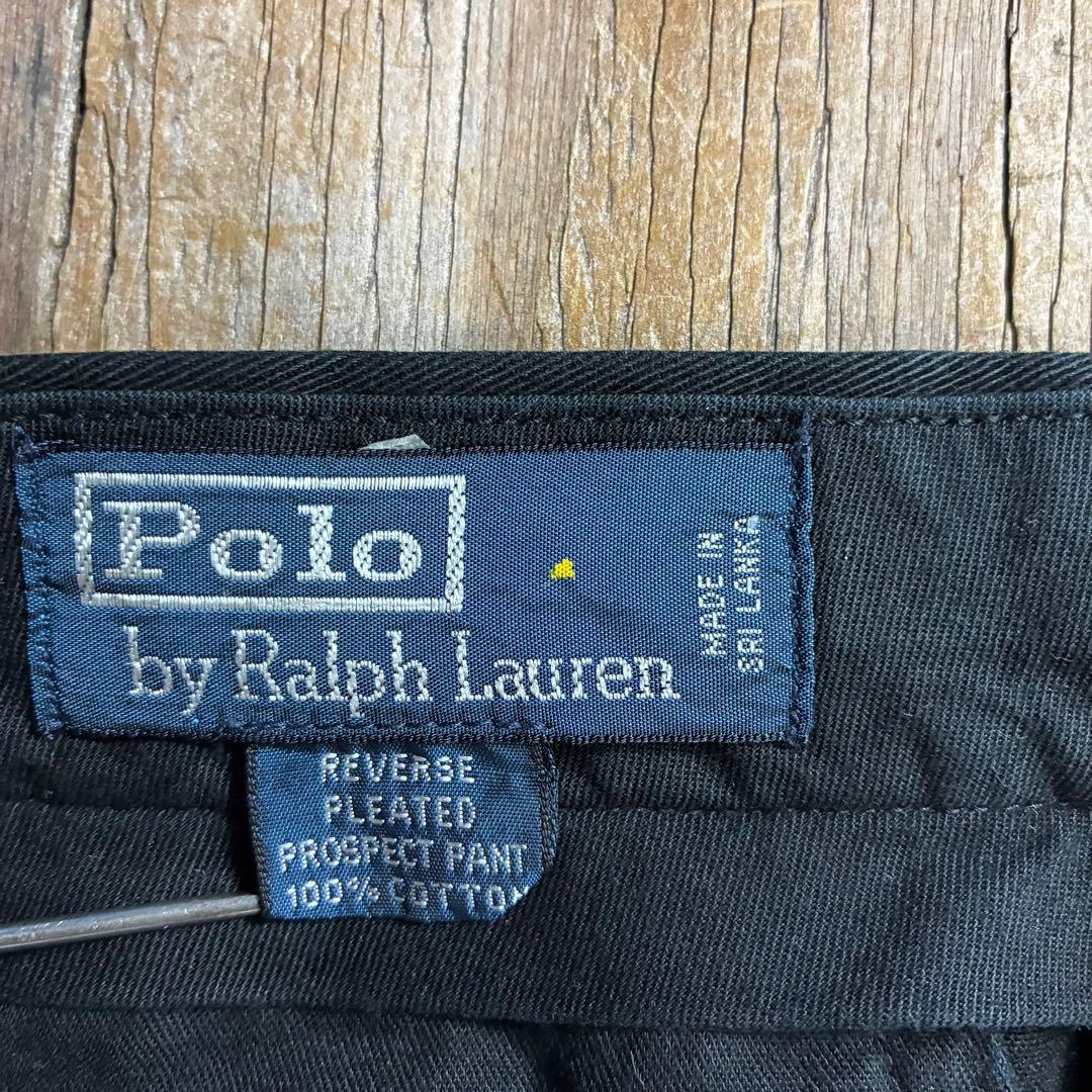 90s ポロチノ ２タック チノ パンツ ブラック 30×30 VINTAGE