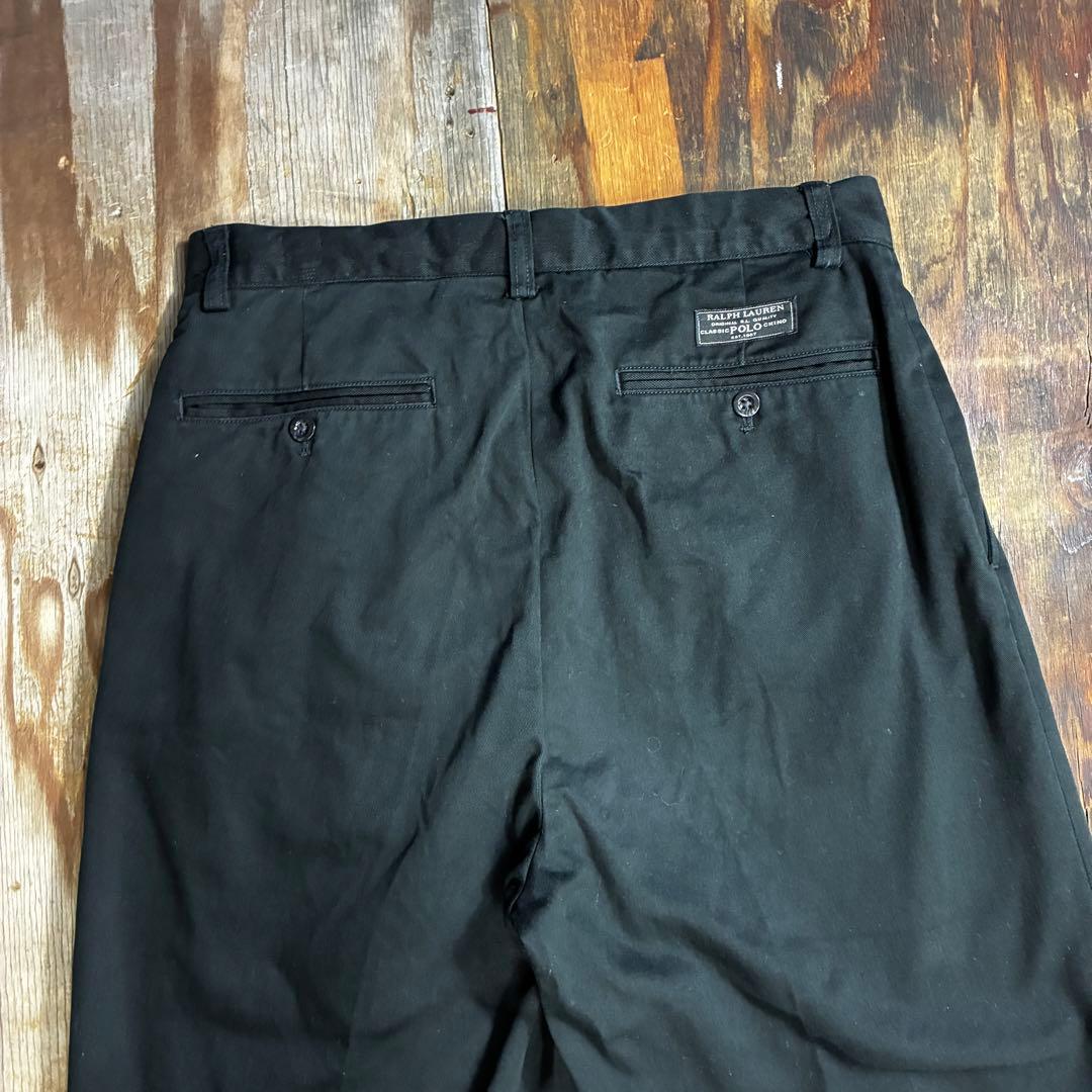 90s ポロチノ ２タック チノ パンツ ブラック 30×30 VINTAGE