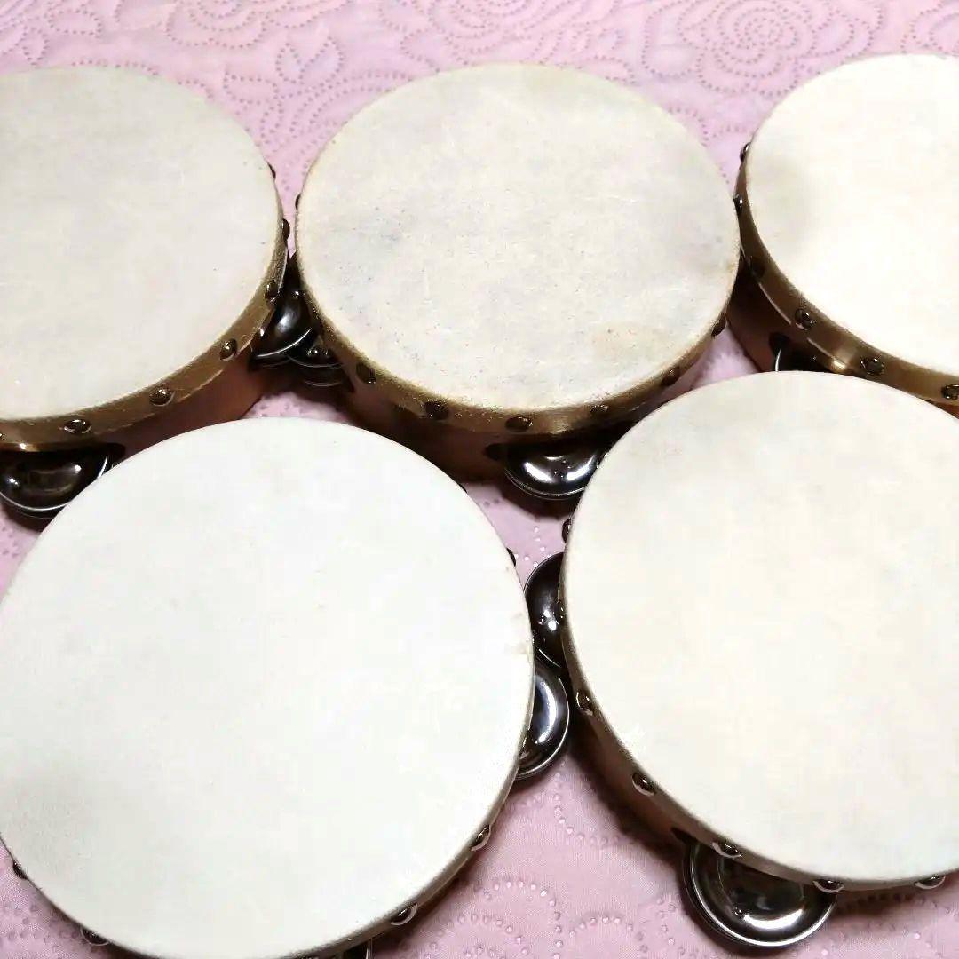 木製シンバル付きタンバリン5個セット
