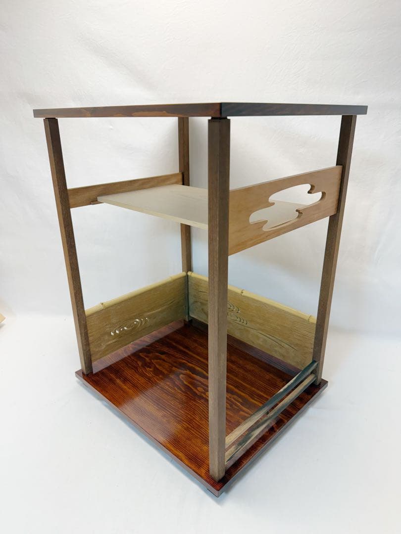 ほぼ未使用 茶道具 漆匠 前端春斎造 行雲棚 鵬雲斎好写 組み立式 共箱