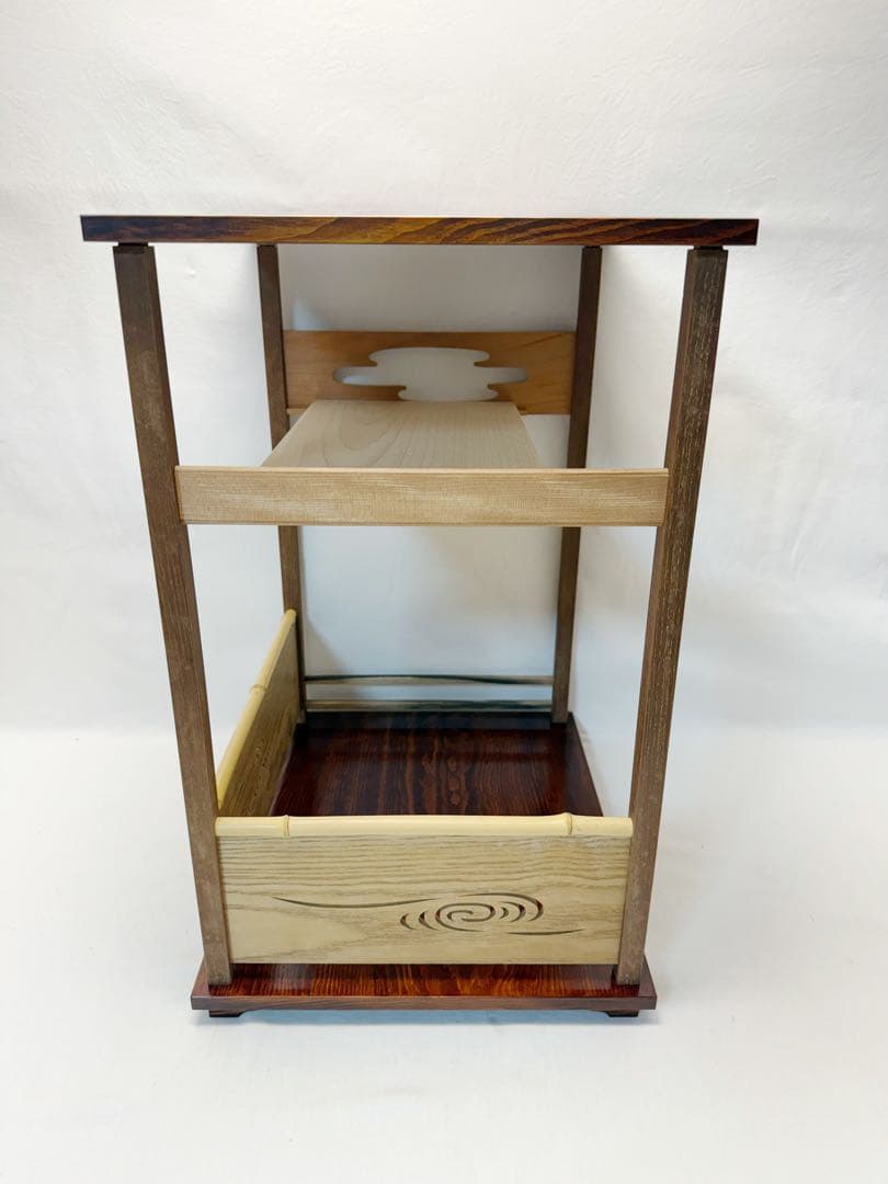 ほぼ未使用 茶道具 漆匠 前端春斎造 行雲棚 鵬雲斎好写 組み立式 共箱