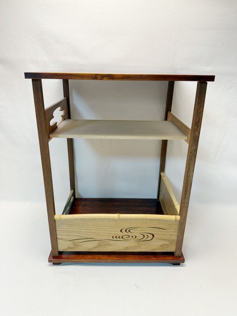 ほぼ未使用 茶道具 漆匠 前端春斎造 行雲棚 鵬雲斎好写 組み立式 共箱