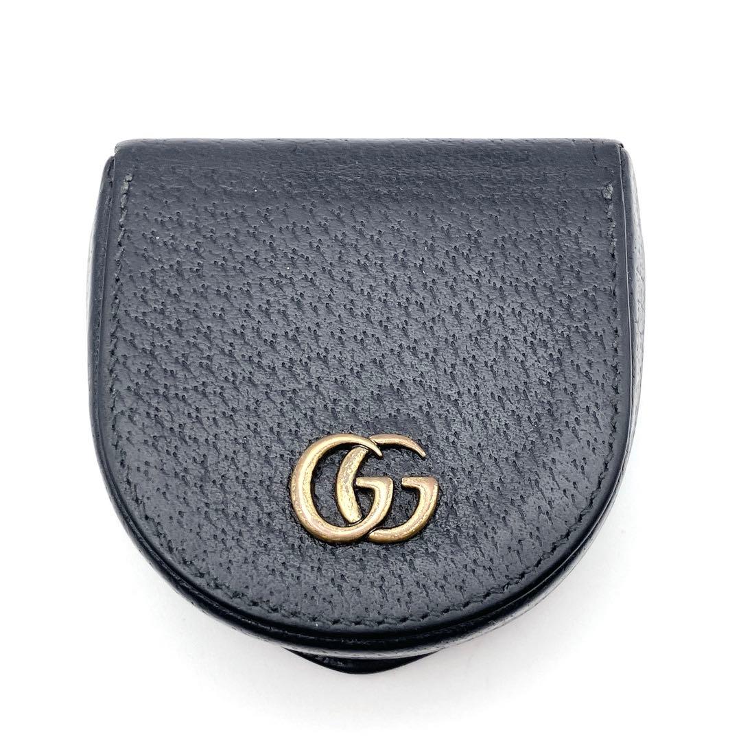 グッチ GGマーモント ケース 450940 馬蹄型 ブラック レザー