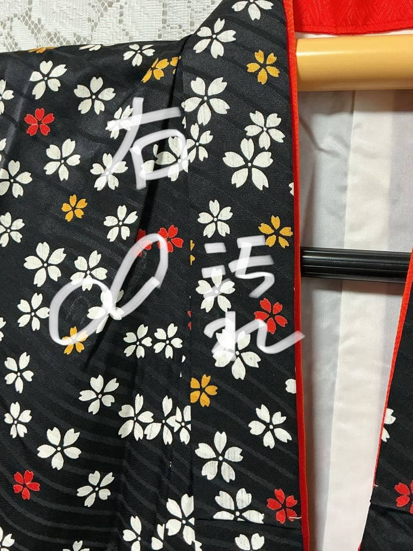 【中古】七五三女の子　四ツ身着物　長襦袢　作り帯　帯揚げ　帯締め　しごき　箱せこ