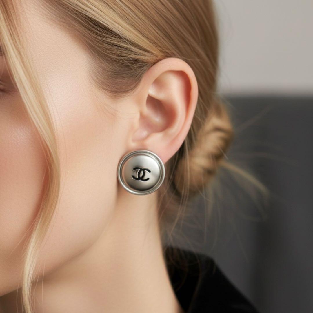 【正規品】CHANEL 99P ココマーク ラウンドピアス 18mm シルバー