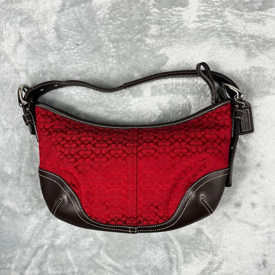 美品 Coach Hobo Hand Bag Signature Red