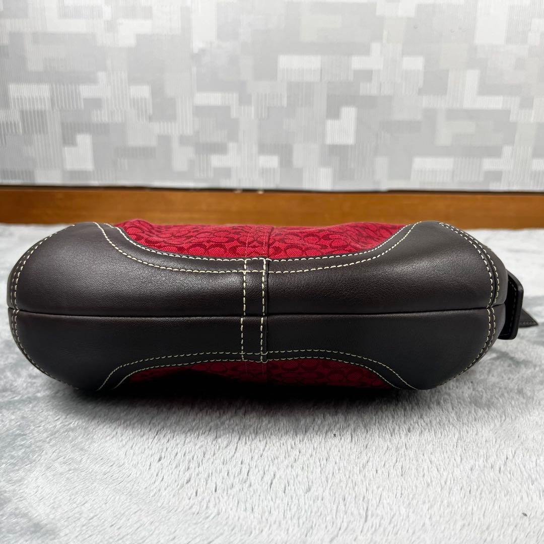 美品 Coach Hobo Hand Bag Signature Red