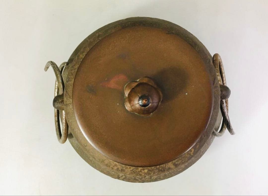 鉄製 瓢箪形 茶釜（耳環付）風炉釜／茶道具／骨董／アンティーク