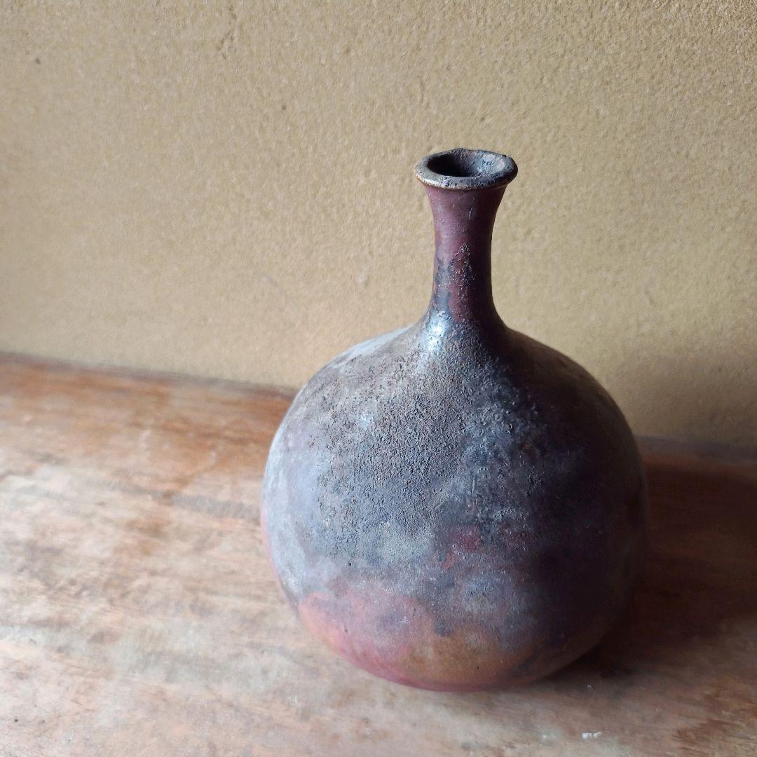 焼きムラが美しい 古陶器 花器 ヴィンテージ 陶器 古道具 花瓶 壺
